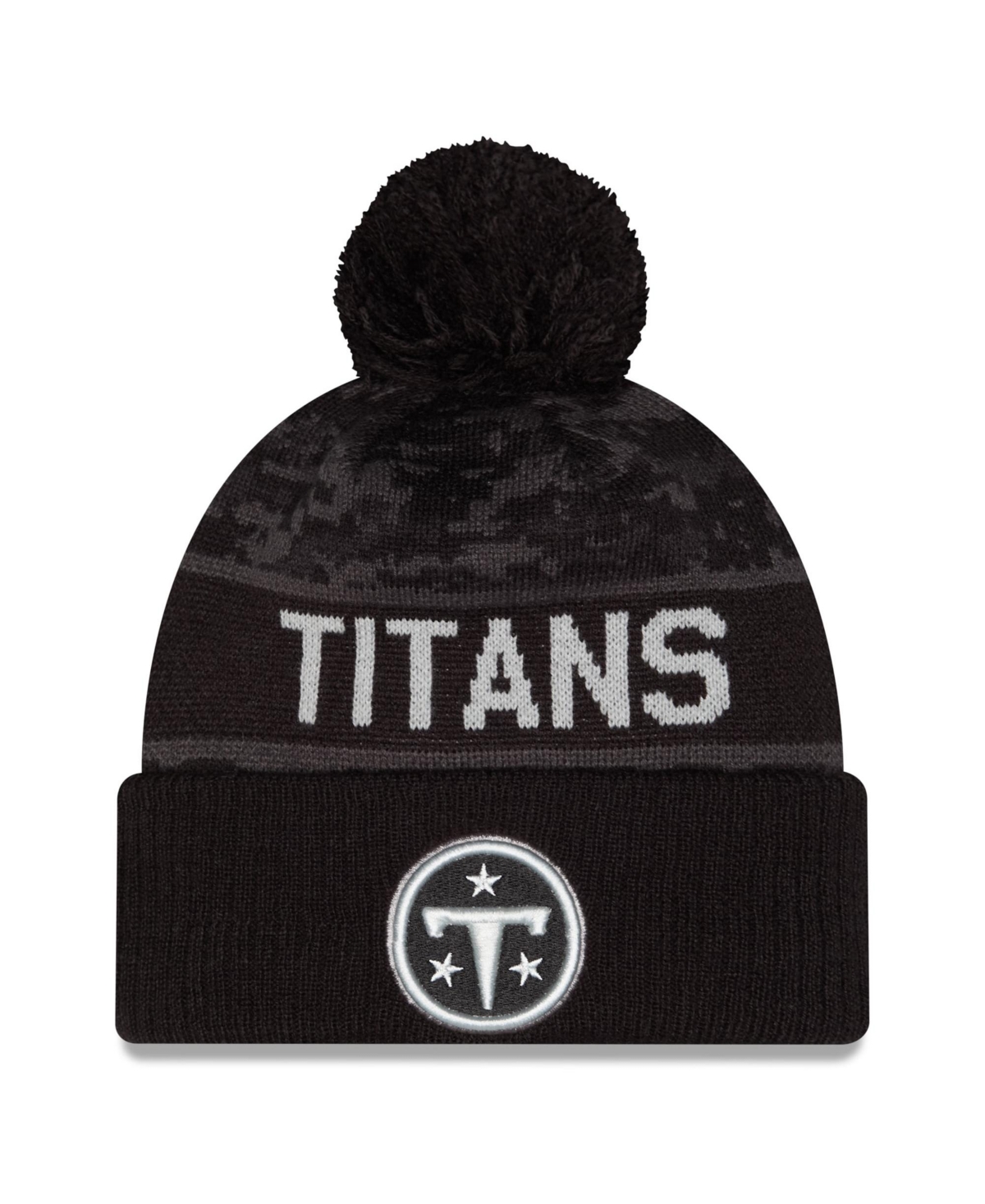 New Era Men's Black Tennessee Titans 2026 Salute To Service Cuffed Knit with Pom Hat - Black