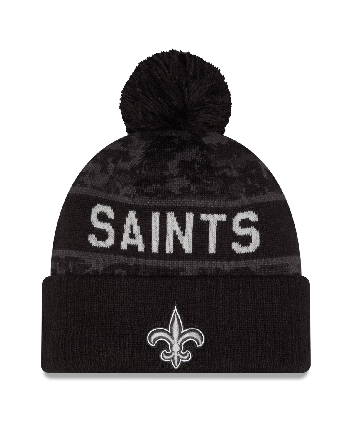 New Era Men's Black New Orleans Saints 2026 Salute To Service Cuffed Knit with Pom Hat - Black