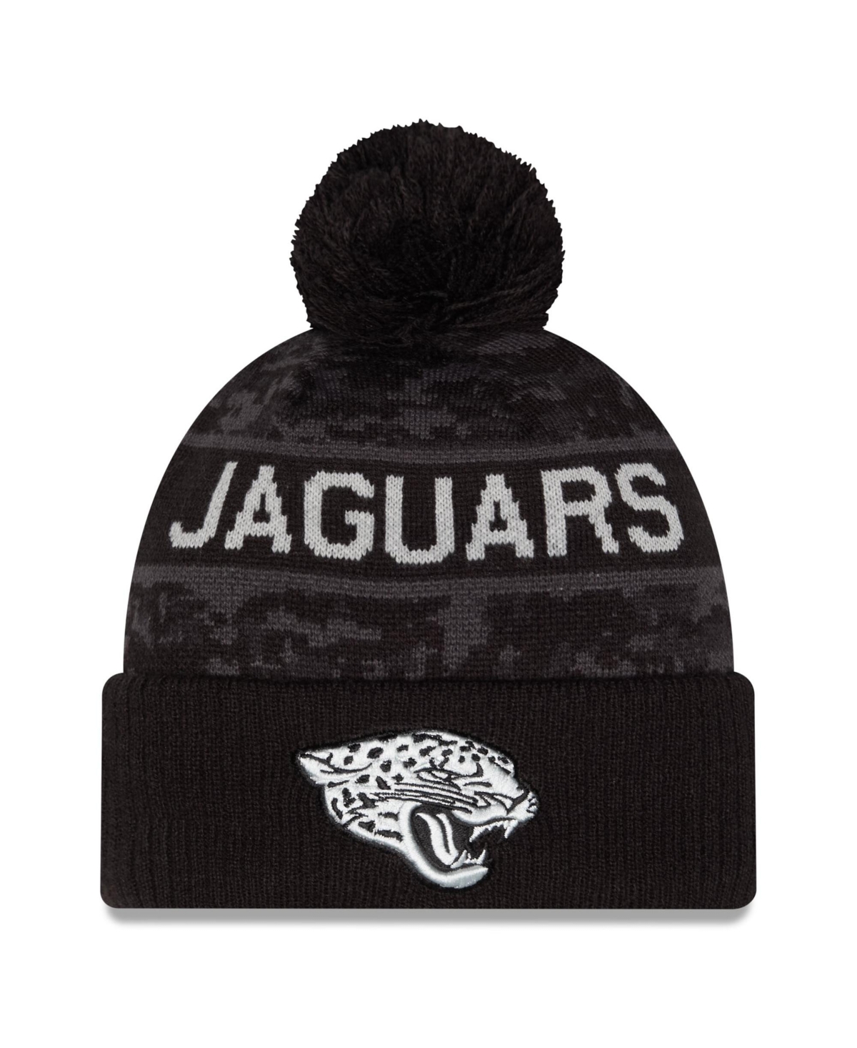 New Era Men's Black Jacksonville Jaguars 2026 Salute To Service Cuffed Knit with Pom Hat - Black