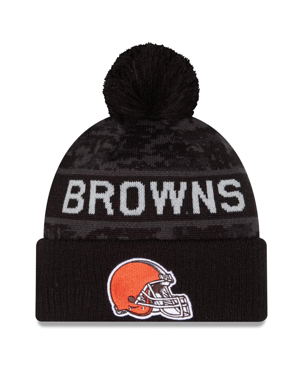 New Era Men's Black Cleveland Browns 2026 Salute To Service Cuffed Knit with pom Hat - Black
