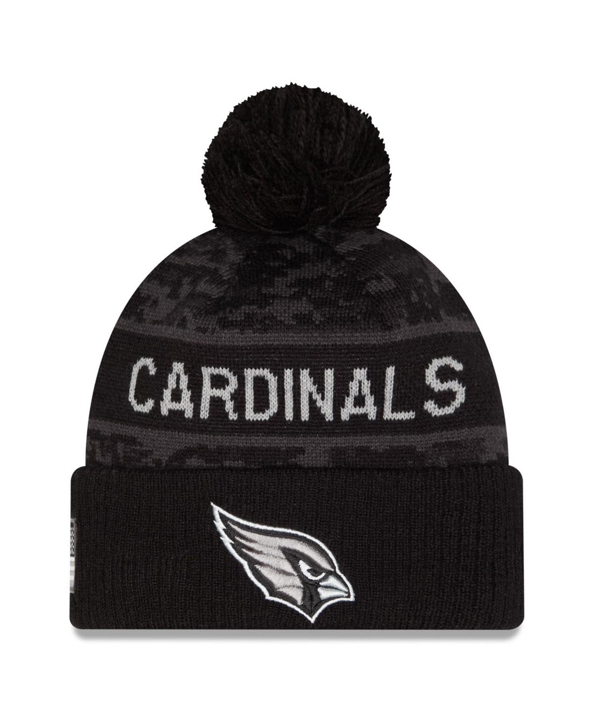 New Era Men's Black Arizona Cardinals 2026 Salute To Service Cuffed Knit with Pom Hat - Black