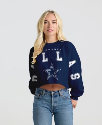 Women's Navy Dallas Cowboys Cropped Long-Sleeve T-Shirt
