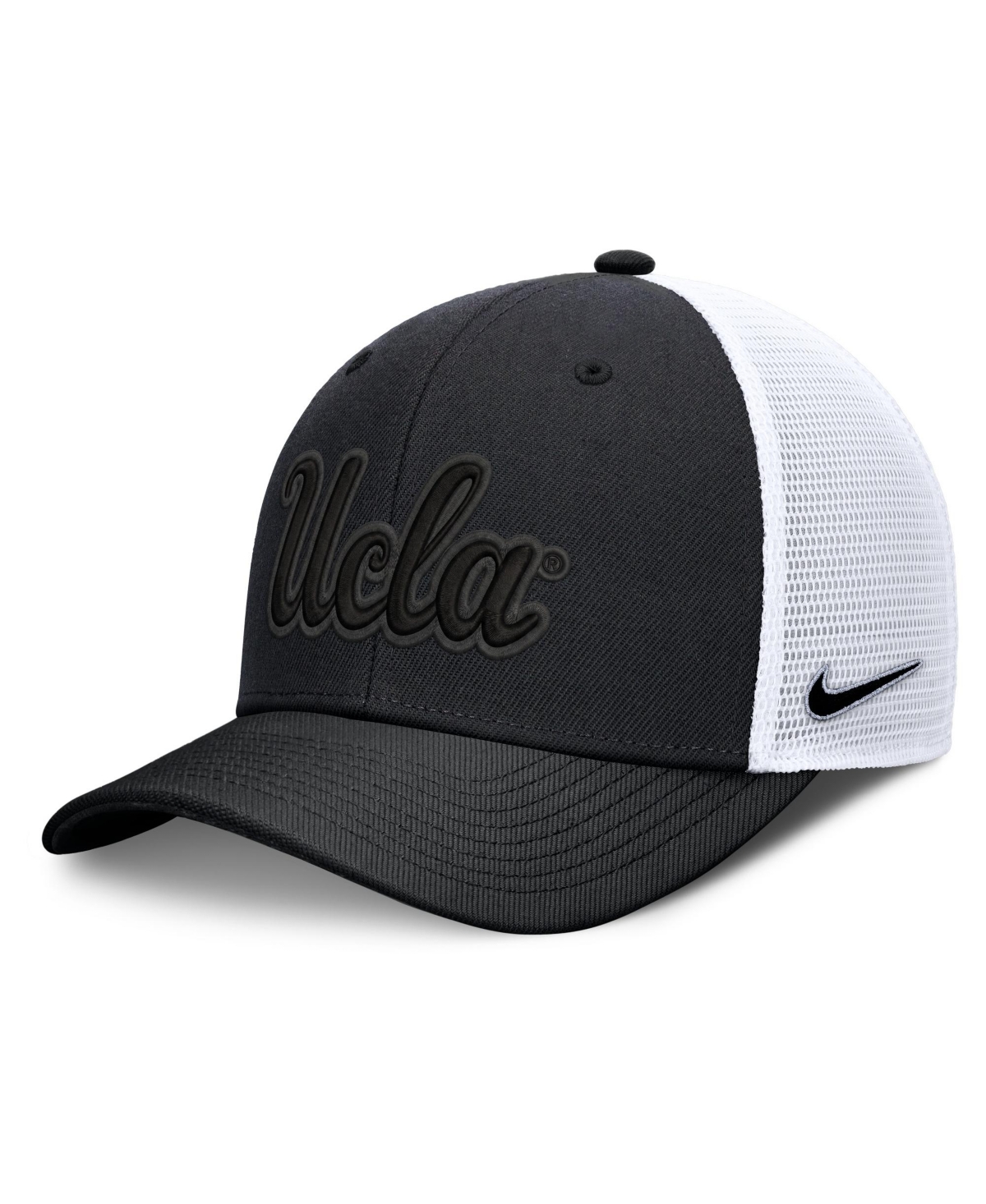 Nike Men's and Women's Black Ucla Bruins Tonal Dri-fit Rise Trucker Adjustable Hat - Black, White