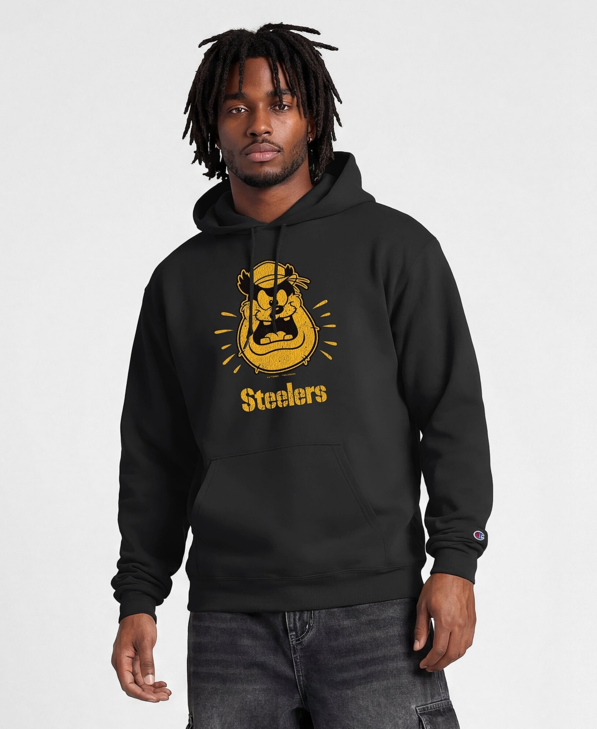 Champion Men's Disney x Black Pittsburgh Steelers Power blend Full Front Sweatshirt - Black