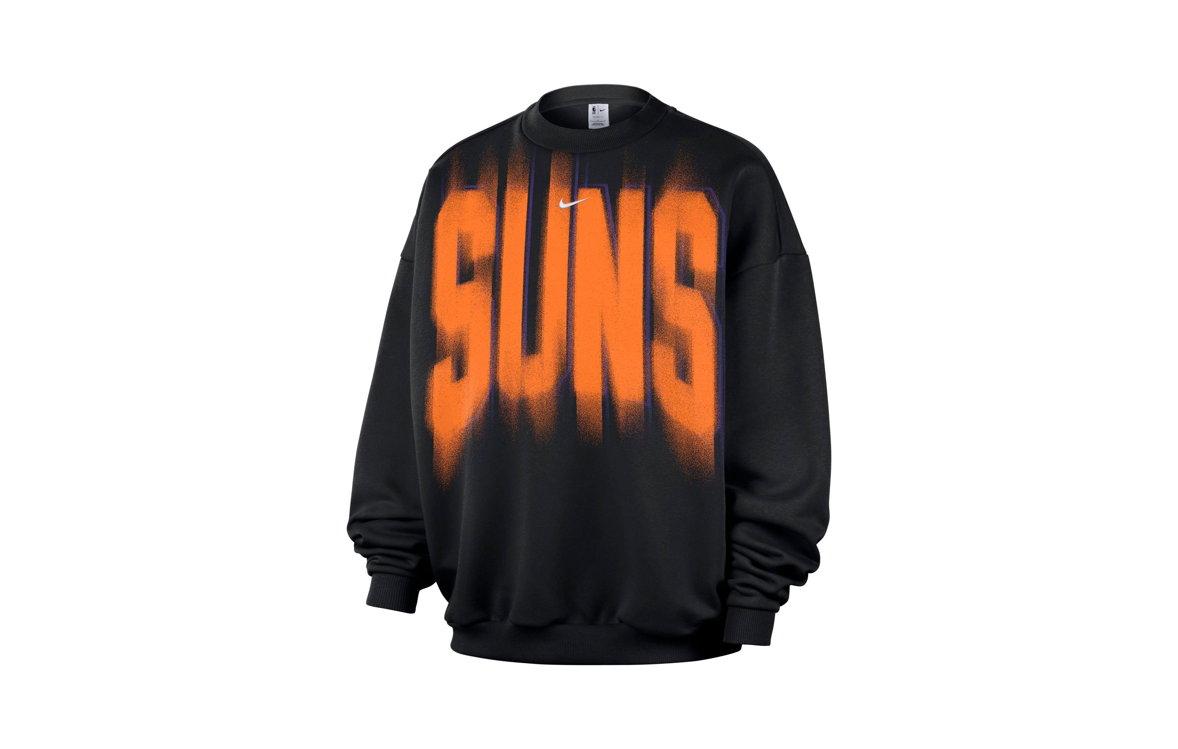 Nike Men's Black, White Phoenix Suns 2026 Game Theather Fleece Crewneck Sweatshirt