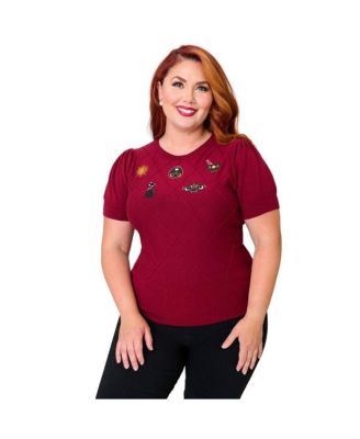 Plus Size Embroidered Sweater