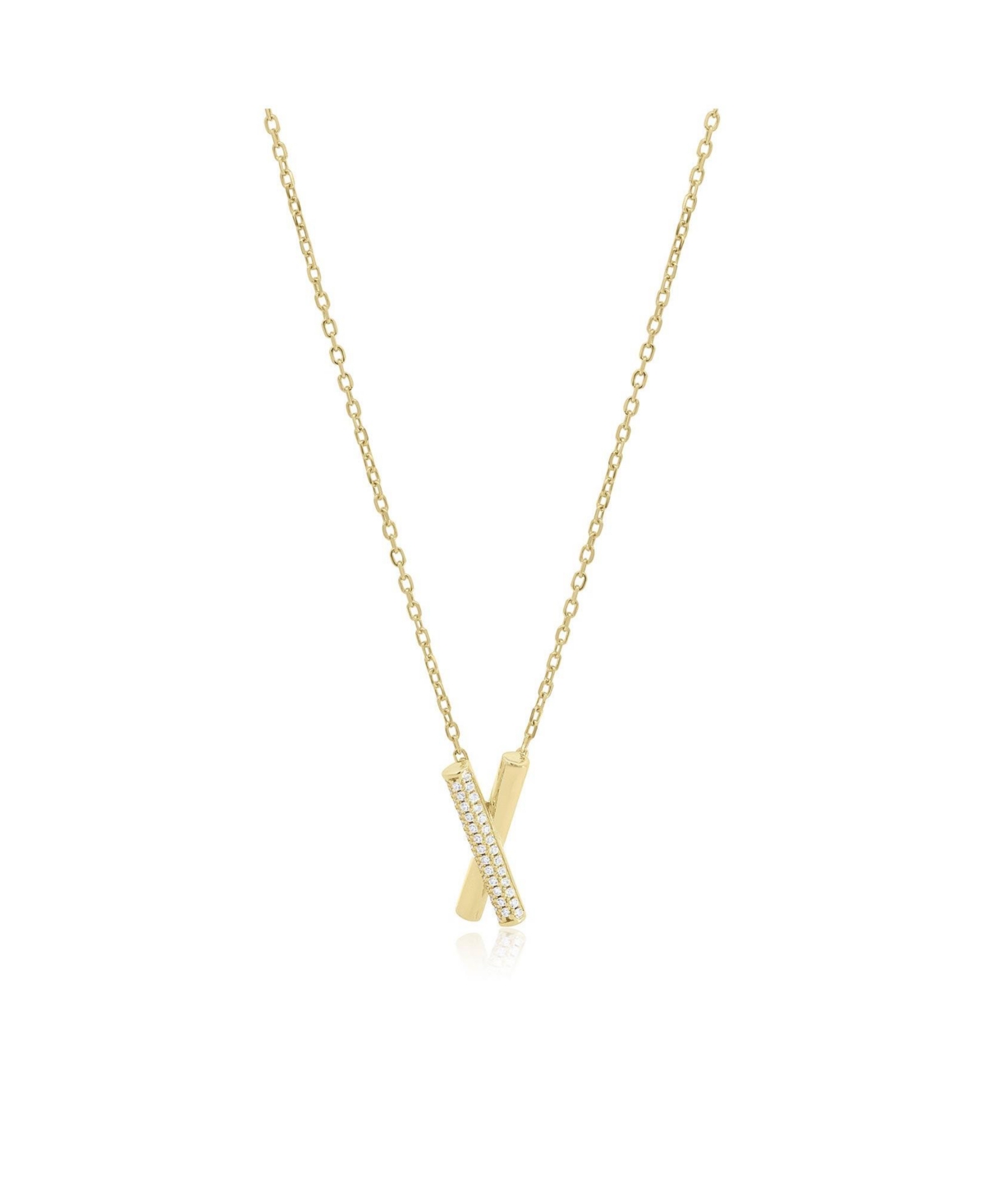 The Lovery Cz Crossover Necklace - Gold plated sterling silver