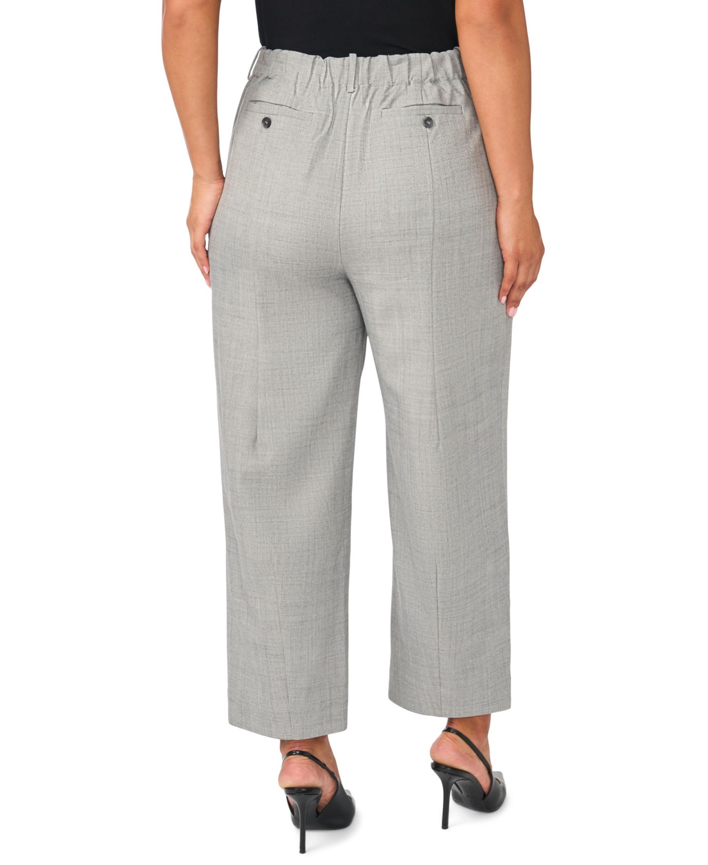 Женские брюки Vince Camuto Plus Size Balloon High-Waisted Straight-Leg, цвет: Серый меланжевый — фото 4