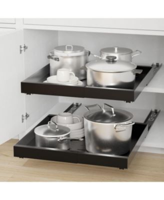 Pull-Out Cabinet Organizer, Heavy Duty Sliding Drawer for Kitchen Storage, Expandable Width 11.8"-19.6", 17" Deep