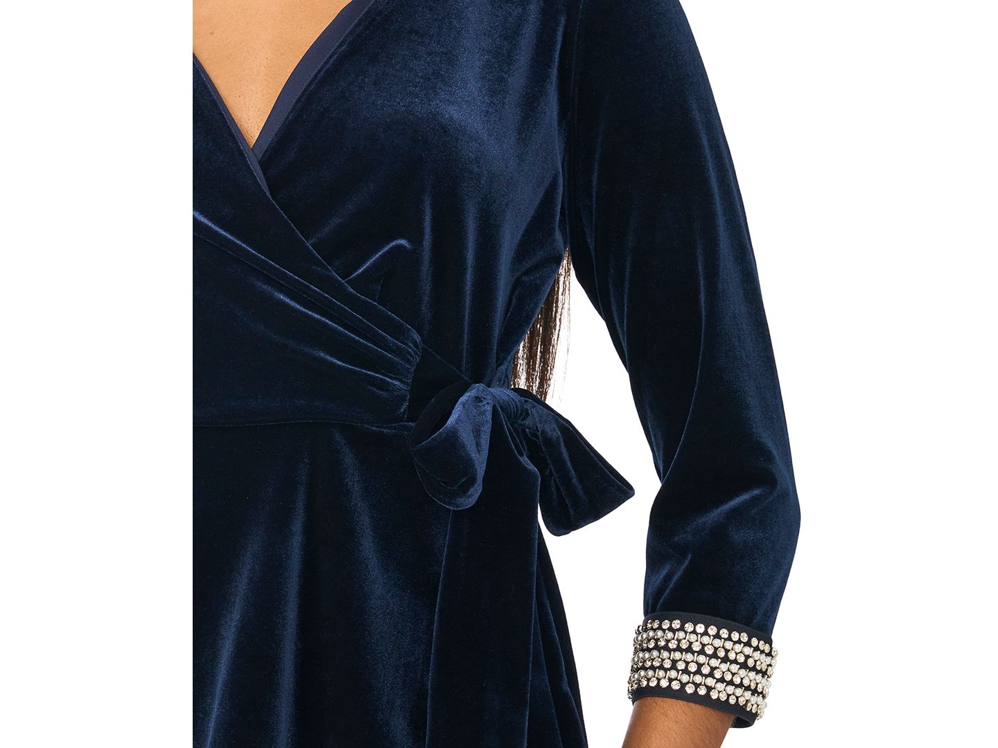 Женский топ MSK 3/4-Sleeve V-Neck Faux Wrap, цвет: Тёмно-синий — фото 4