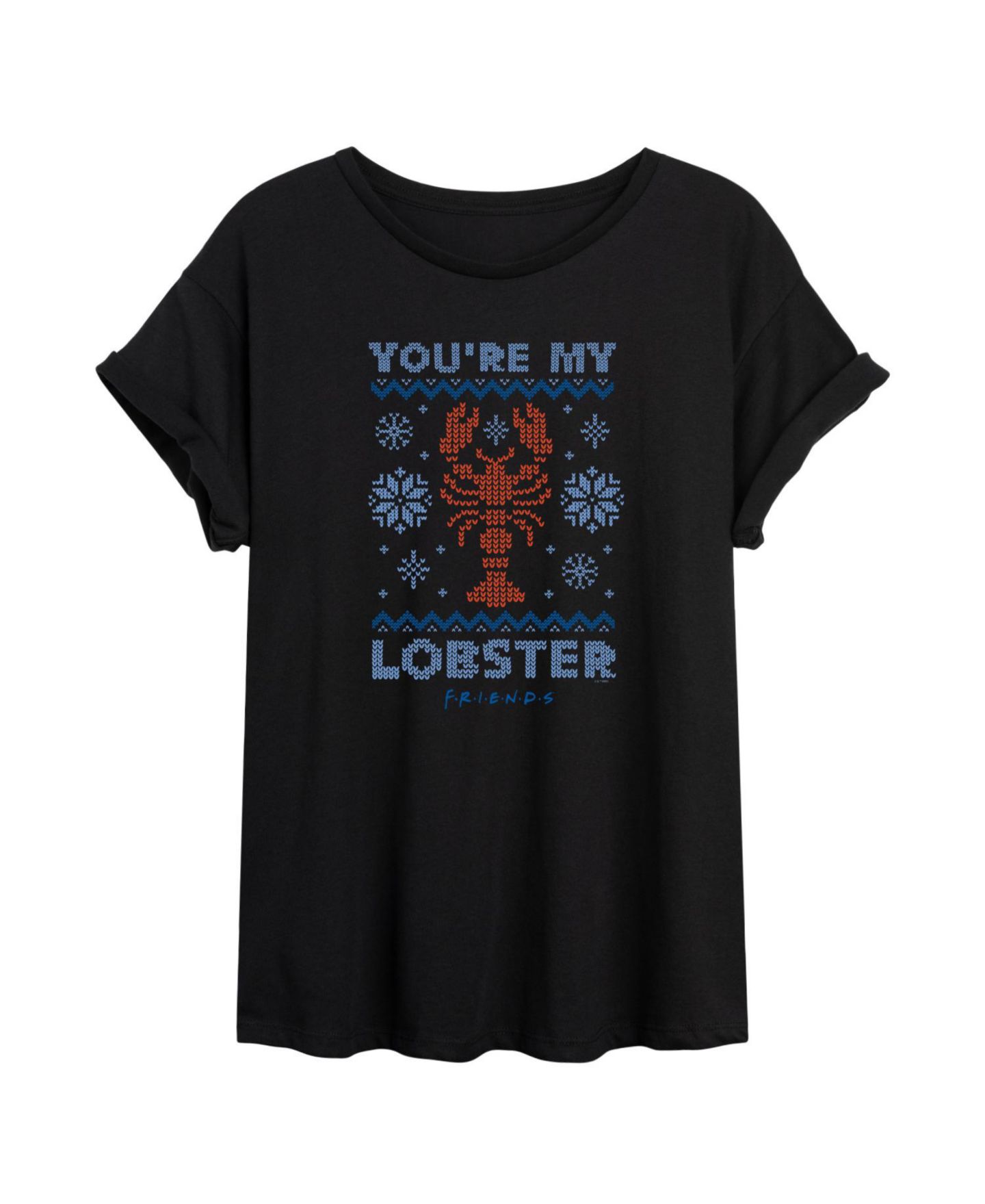 Женский свитер Friends Juniors' You're My Lobster Ugly Sweater Graphic Relaxed-Fit T-Shirt, цвет: Чёрный — фото 4