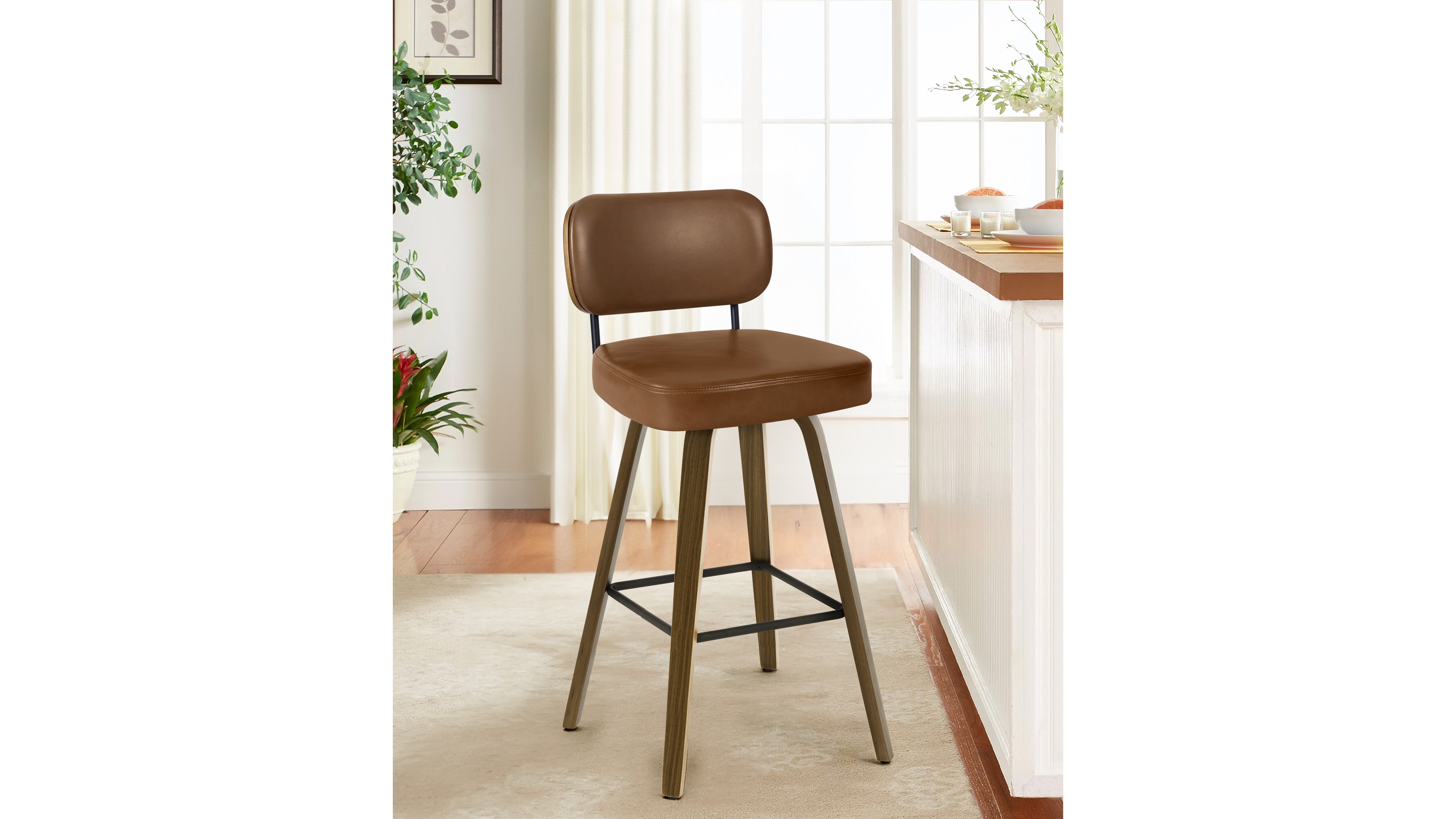 Bekrvio 29" Mid-Century Swivel Bar Height Bar Stool