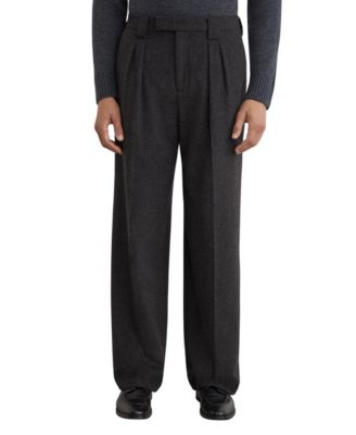 Men's Farrel Wide-Leg Relaxed-Fit Pleated Wool-Blend Pants