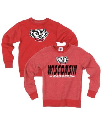 Big Boys' and Girls' Red Wisconsin Badgers Reversible Sweatshirt