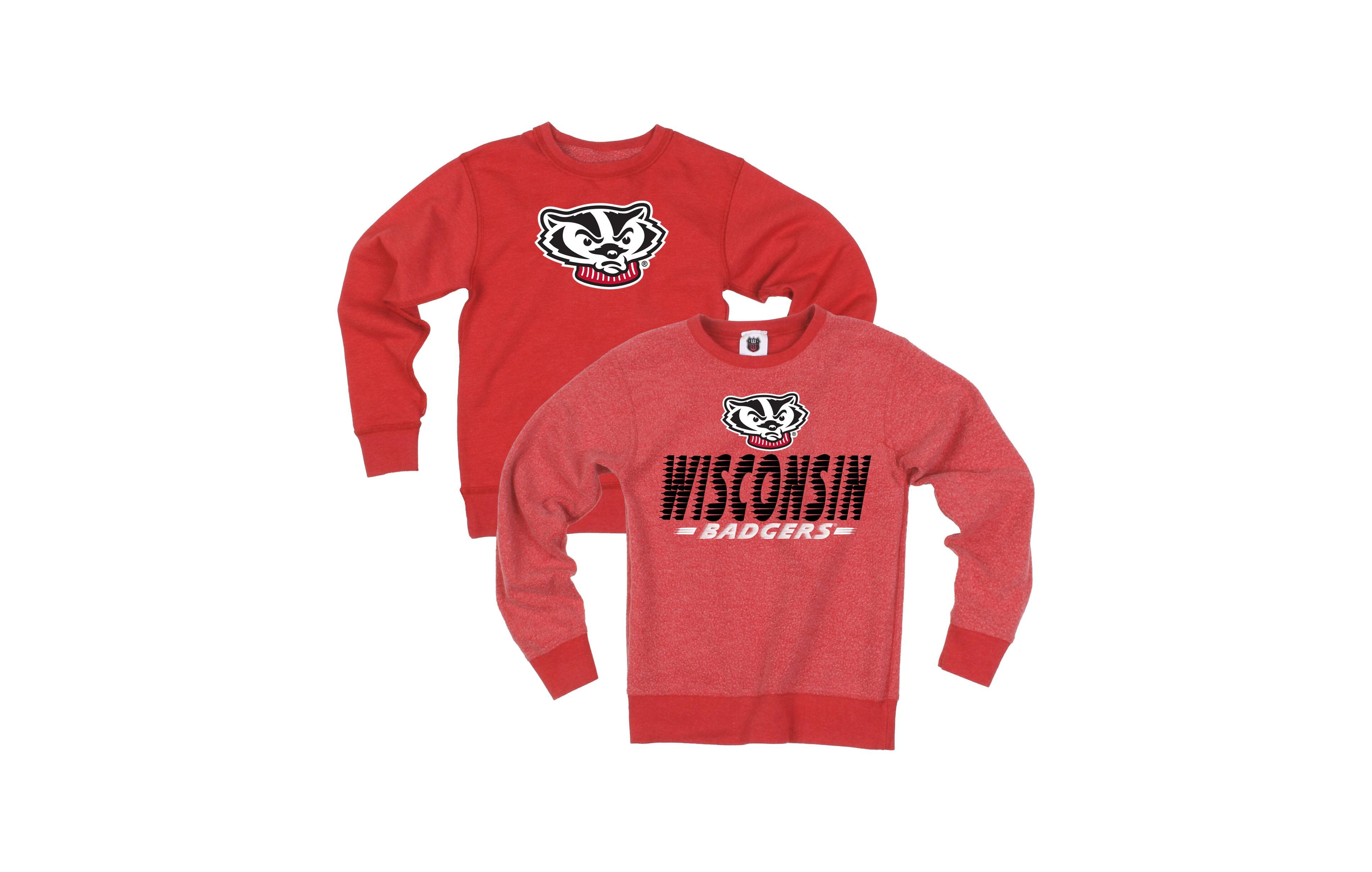 Wes & Willy Big Boys' and Girls' Red Wisconsin Badgers Reversible Sweatshirt