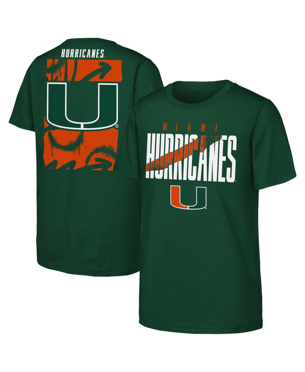 Outerstuff Big Boys' and Girls' Green Miami Hurricanes Cut Through T-Shirt - Green