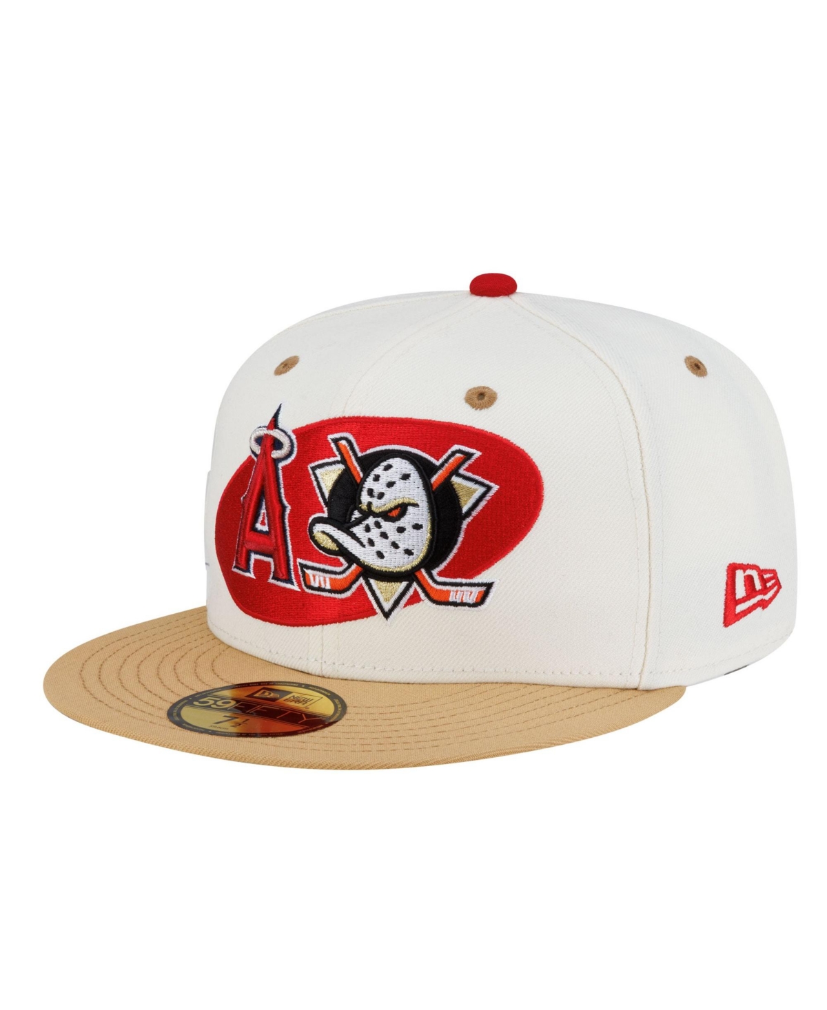 New Era Men's Cream Los Angeles Angels/Anaheim Ducks Batting Practice 59FIFTY Fitted Hat - Cream, Khaki