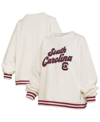 Women's Cream South Carolina Gamecocks Bonanza Chenille Ribbed Sweatshirt
