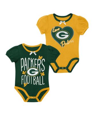 Baby Boys and Girls Green/Gold Green Bay Packers Star Power Bodysuit, 2-Piece Set