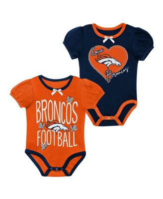 Baby Boys and Girls Orange/Navy Denver Broncos Star Power Bodysuit Set, 2-Piece