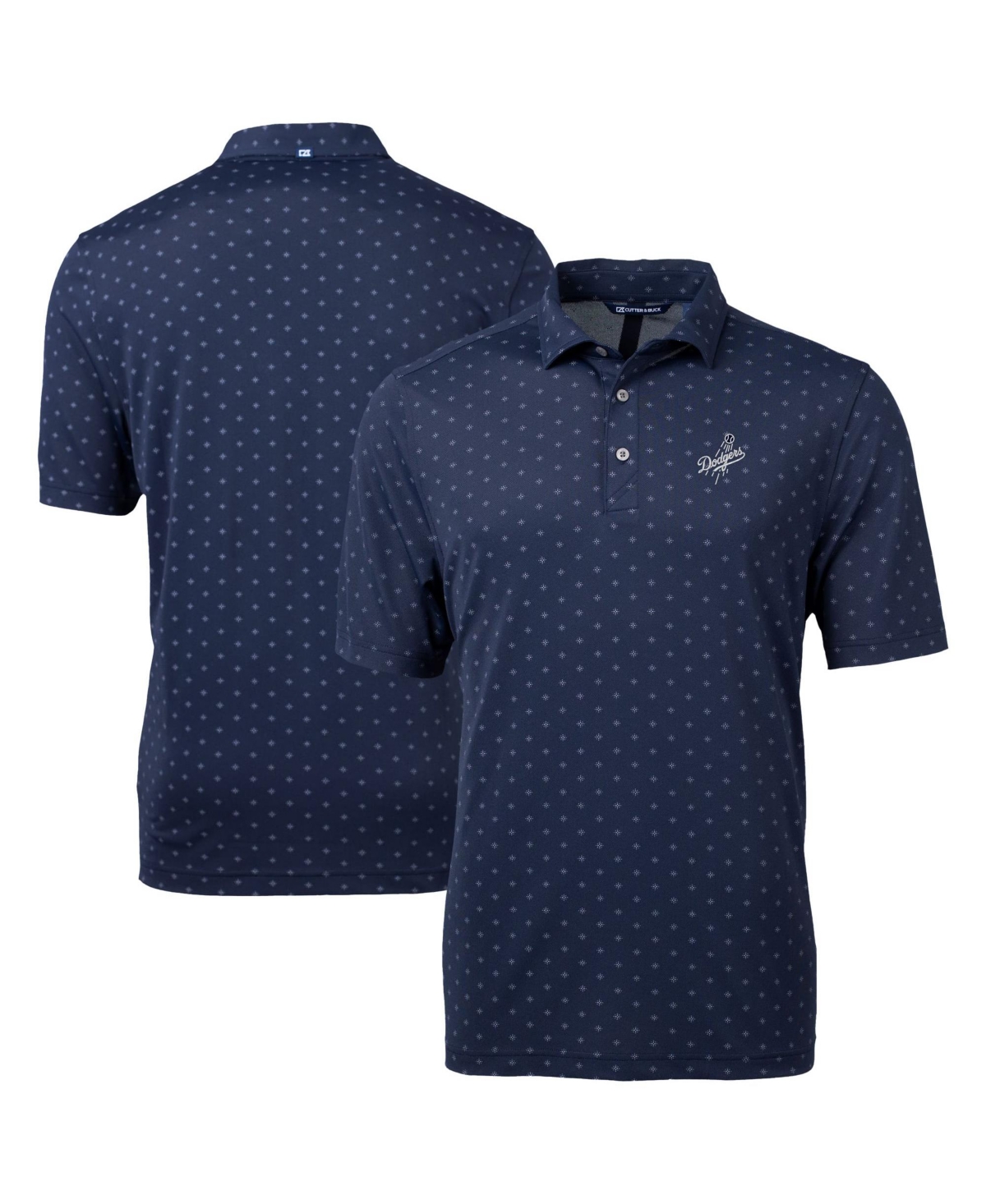 Cutter & Buck Men's Navy Los Angeles Dodgers Virtue Eco Pique Tile Print Polo Shirt - Navy