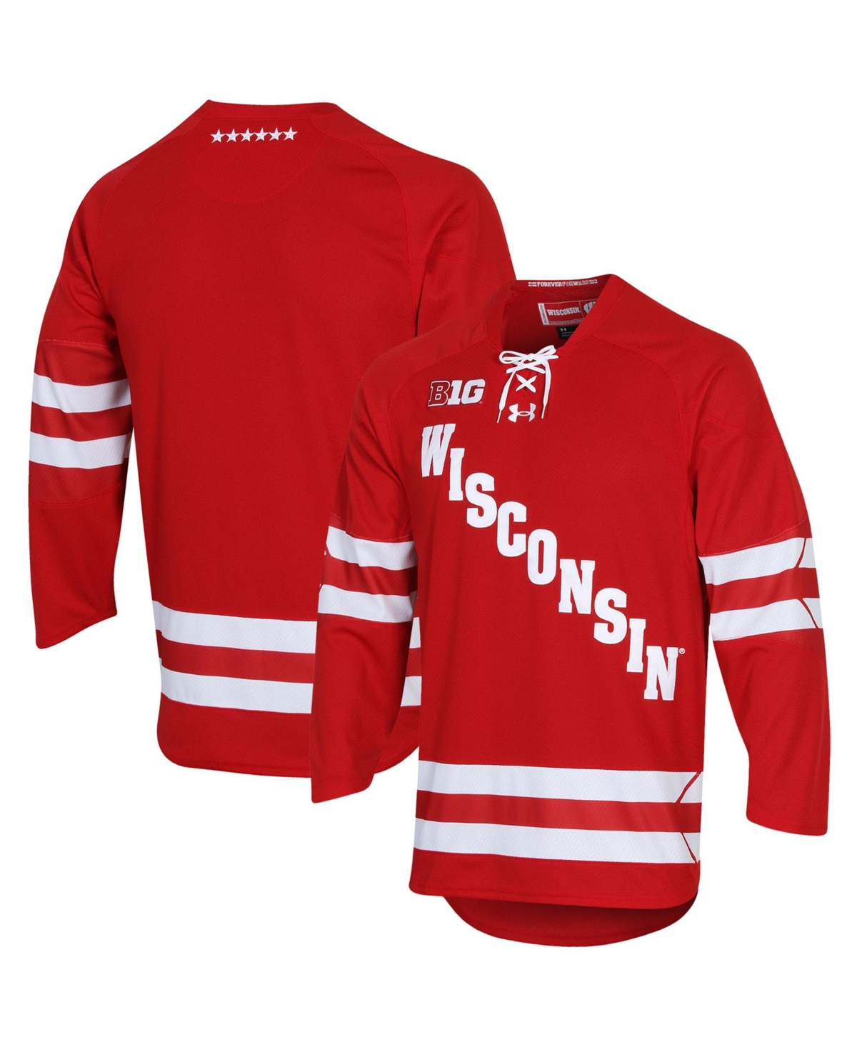 Under Armour Big Boys' and Girls' Red Wisconsin Badgers Replica Team Hockey Jersey - Red