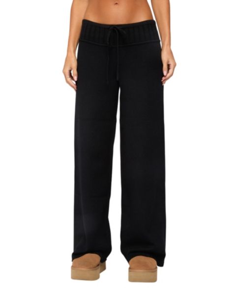 Женские брюки Edikted Russell Straight Leg Knit, цвет: Чёрный