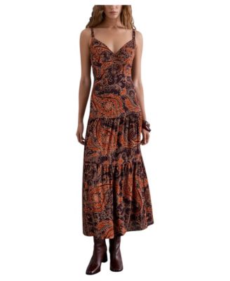 Women's V-Neck Sleeveless Paisley-Print Dress