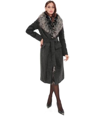 Alaska Outerwear Women's Genuine Fox Cashmere Blend Coat