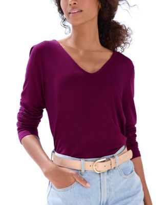 Women's Strappy-Back V-Neck Long-Sleeve Top