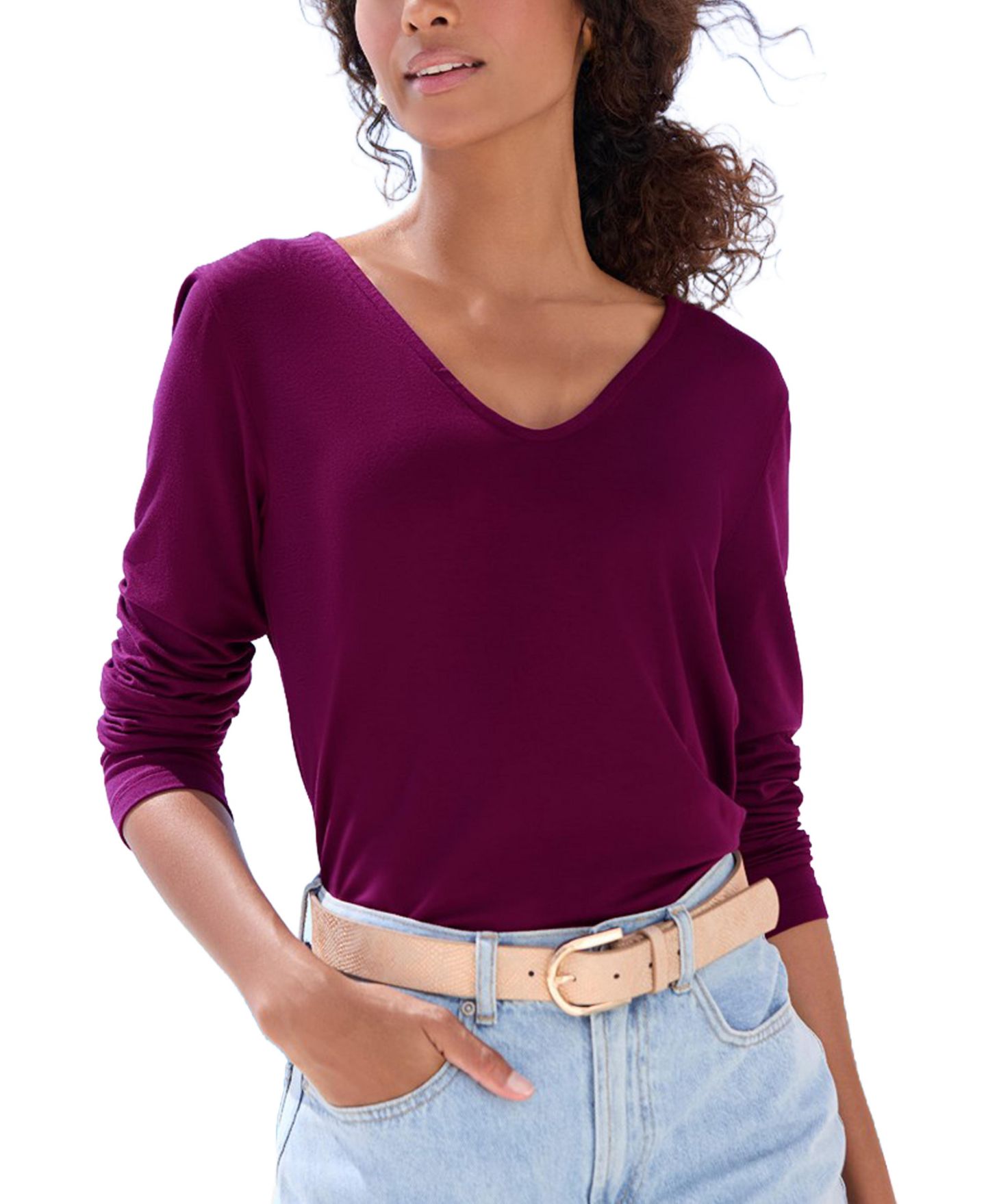 Женский топ Lascana Strappy-Back V-Neck Long-Sleeve — фото 1