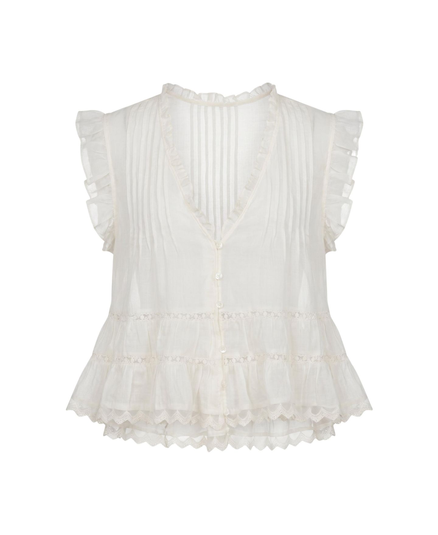 Женская блузка Modenaire Pintuck Button-Front Peplum, цвет: Белый — фото 5