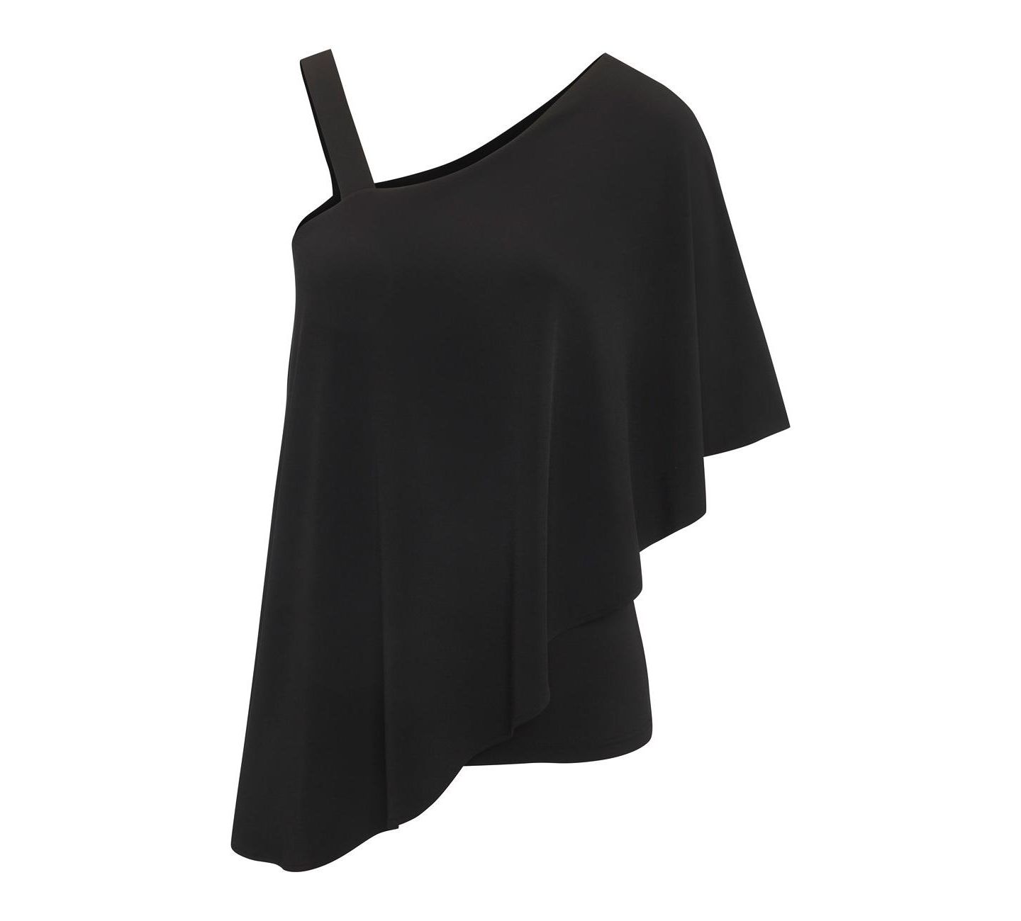 Женский топ Lascana One-Shoulder Asymmetrical-Hem Flowy Sleeveless, цвет: Чёрный — фото 6