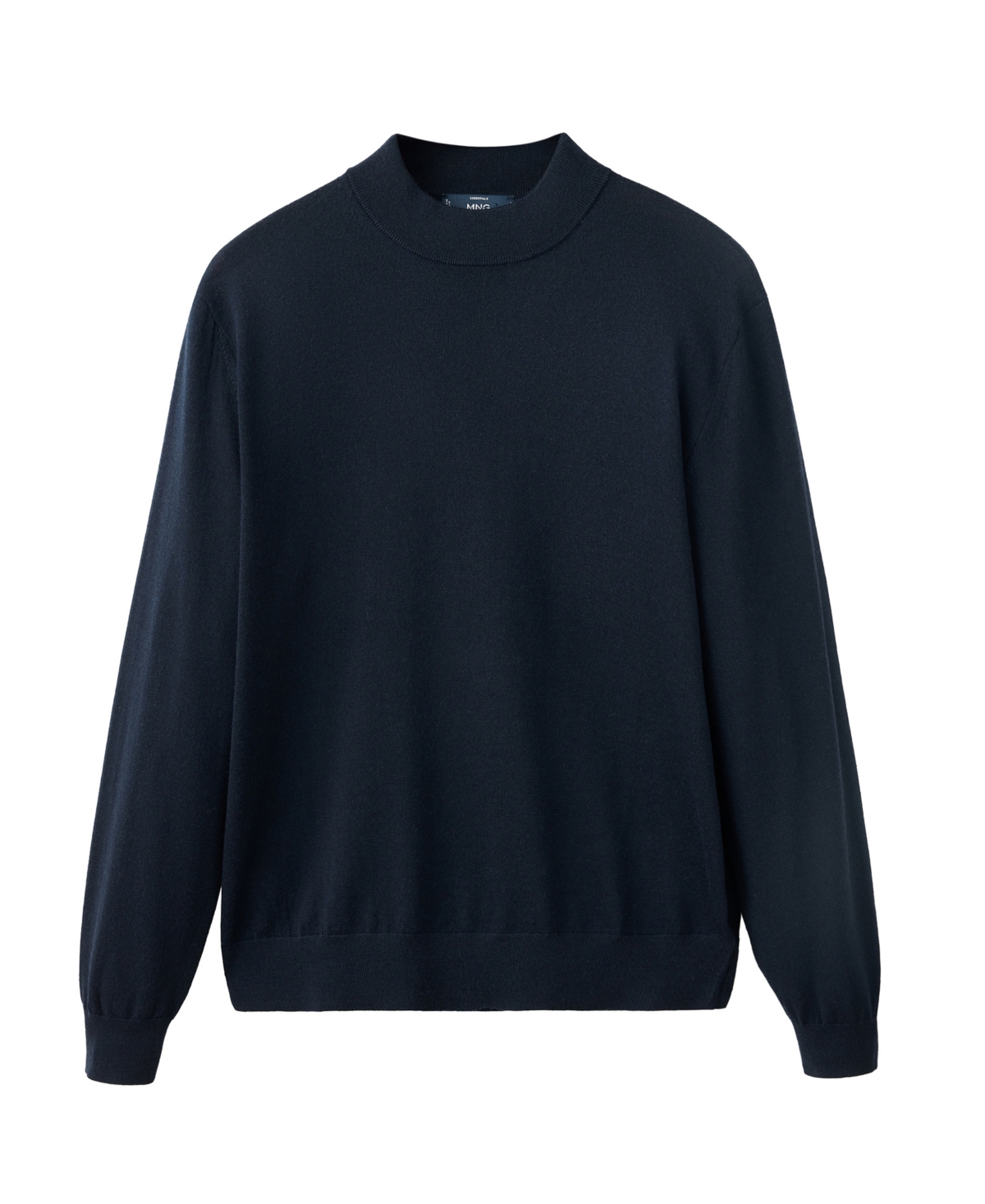 Mango Men's Willym Mock-Neck Lightweight Merino Wool Sweater - Navy