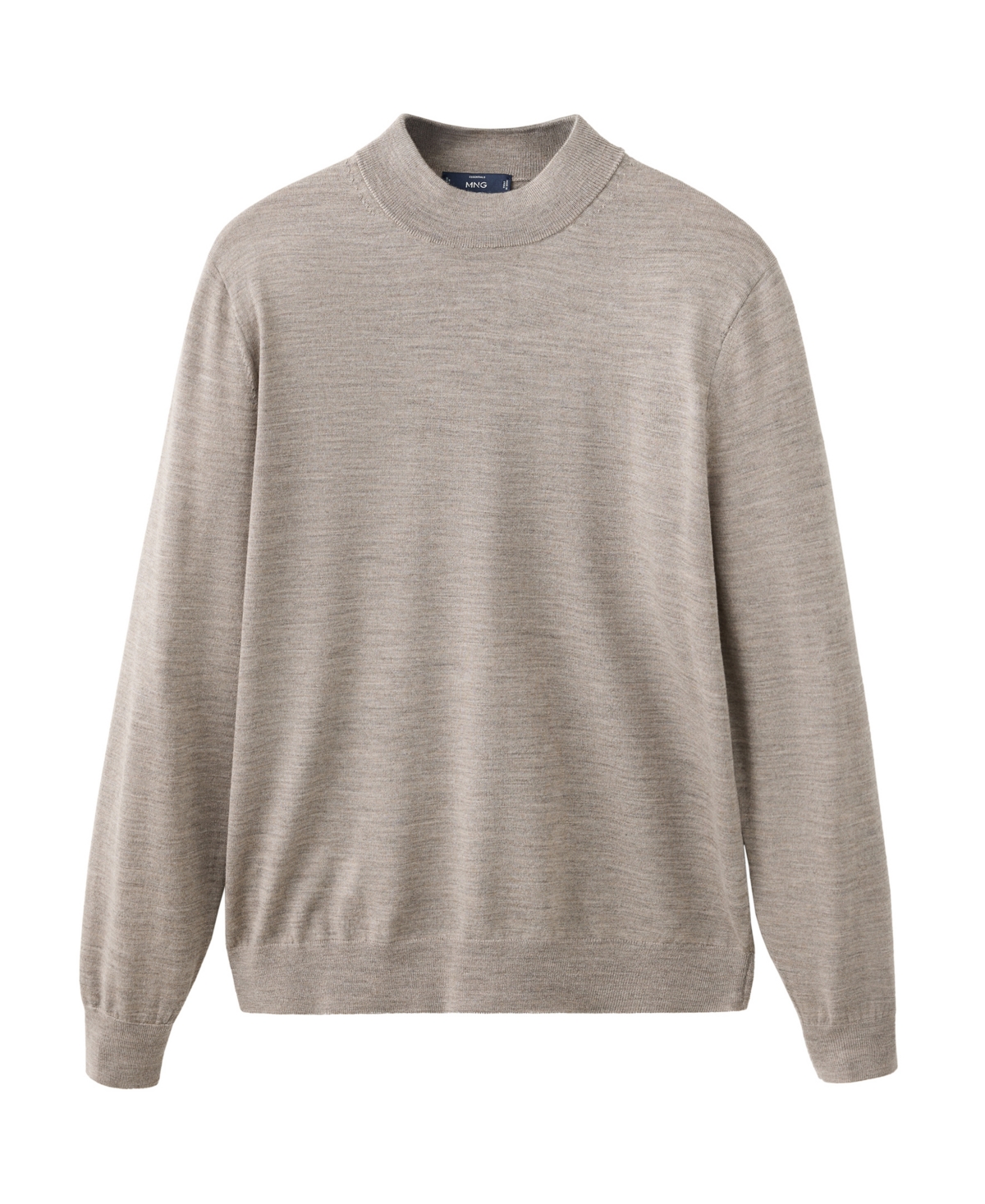 Mango Men's Willym Mock-Neck Lightweight Merino Wool Sweater - Mink Gray