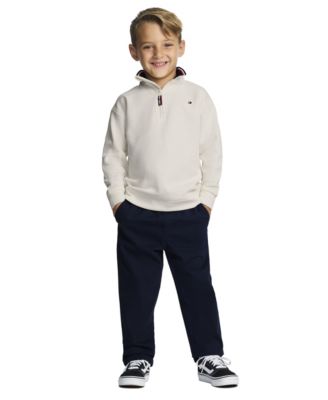 Toddler Boys' 2T-5T Quarter-Zip Long-Sleeve Cotton-Blend Top and Pants, 2-Piece Set