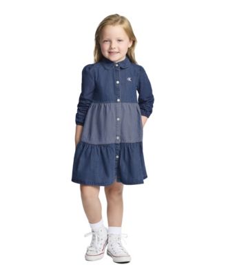 Toddler Girls' 2T-6X Collared Denim Button-Front Dress