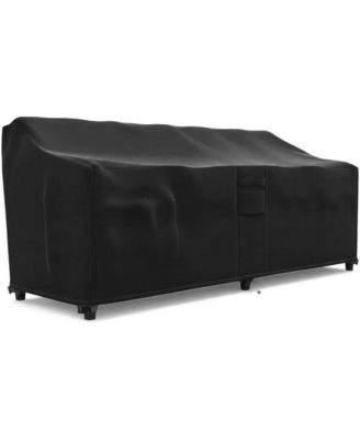 Outdoor Couch Cover Water Resistant, 3-Seater Patio Sofa and Loveseat Cover with Air Vents and Leg Straps - 76"W x 33"D x 32.5"H - Black