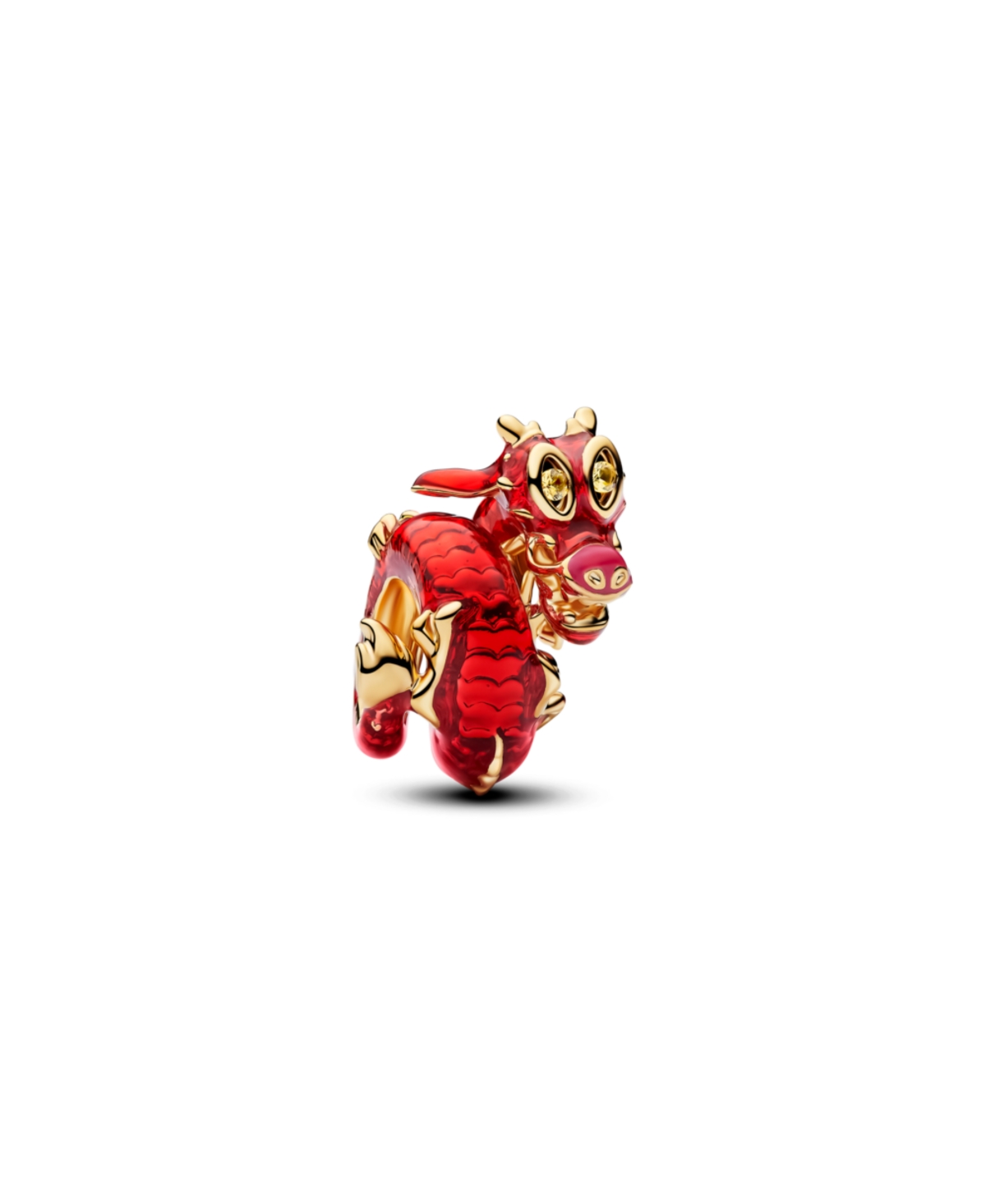 Pandora 14k Gold-Plated Yellow Crystal Mushu Charm - Red