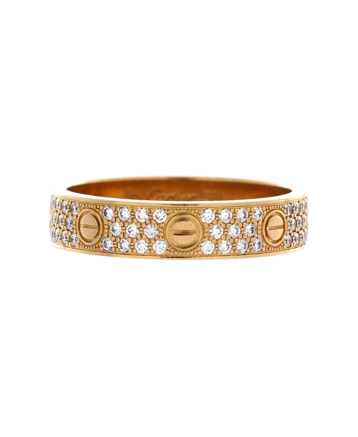 Pre-Owned Cartier Love Wedding Band Pave Diamonds Ring - 18k yellow gold
