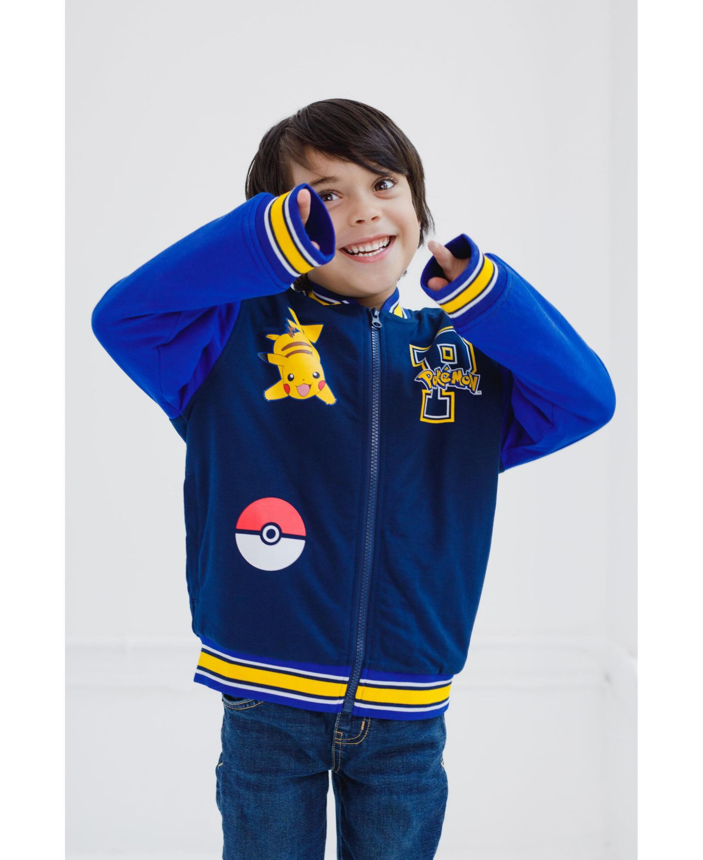 Куртка Pokemon French Terry Zip Up Varsity Bomber (5-12) для мальчиков, цвет: Синий — фото 5