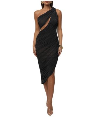 Women's Aura Shimmer One-Shoulder Cutout Midi Dress
