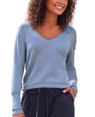 Women's Lightweight V-Neck Long-Sleeve Knit Sweater