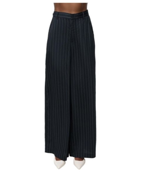 Женские брюки JLUXLABEL Social Club Pinstripe Wide-Leg, цвет: Чёрный