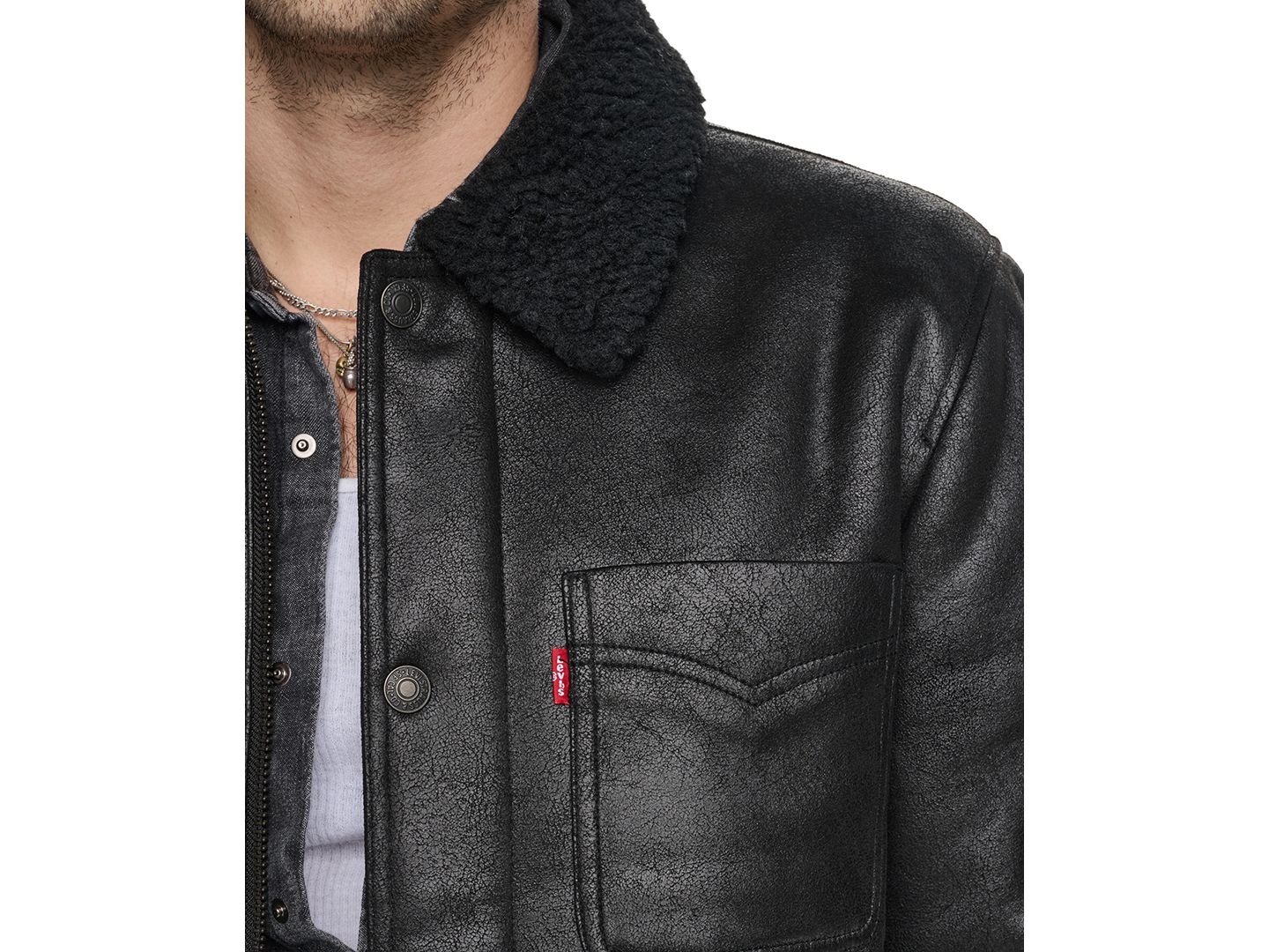 Мужская куртка Levi's Shearling Classic-Fit Ranch, цвет: Чёрный — фото 7