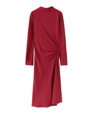 Women's Plus Size Long-Sleeve Ruched Dress