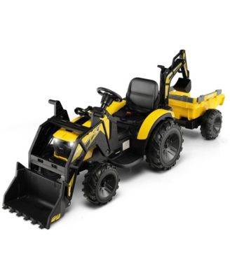 12V Ride-On Excavator with Interchangeable Buckets & Remote Control, 66 lb Capacity, Ages 3-7