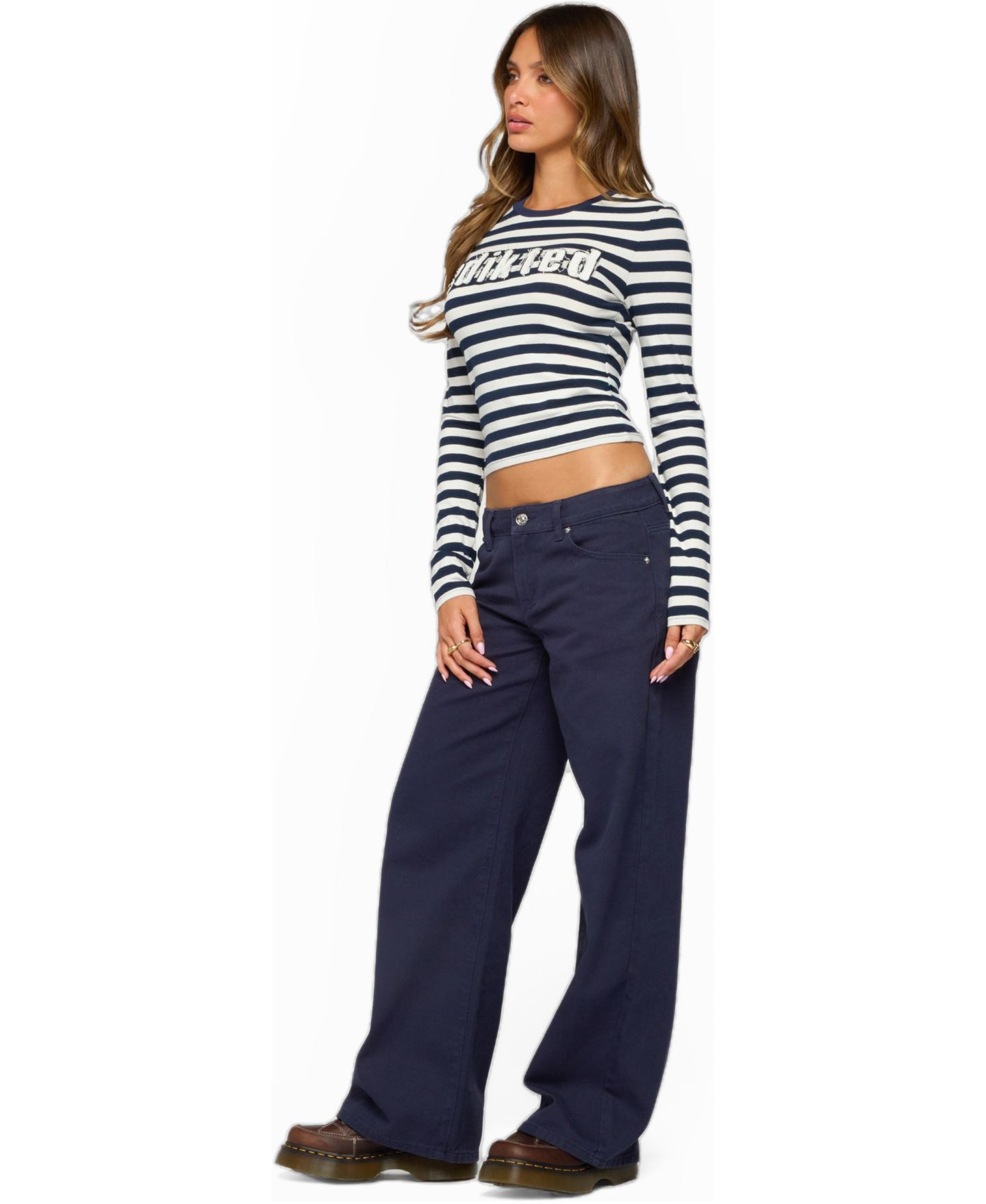 Женские джинсы Edikted Daytime Low Rise Baggy & Relaxed Fit Denim, цвет: Тёмный синий — фото 3
