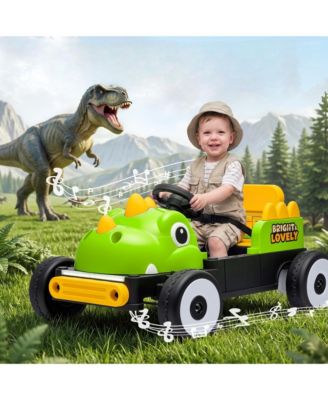 12V Kids Ride-On Car with 3-in-1 Design, Remote & Pedal Control, Dinosaur Styling, 66 lb. Capacity, Ages 3-6