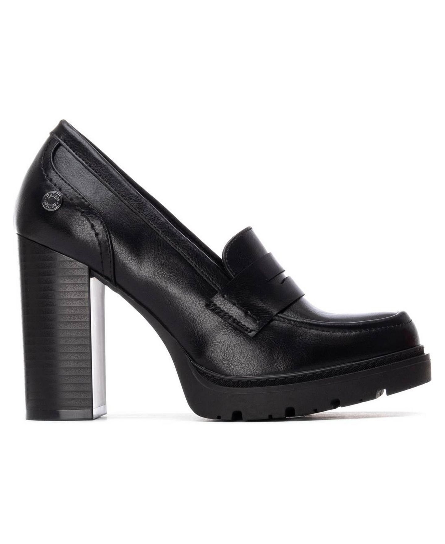 Женские туфли XTI Refresh Block Heel Round Toe Moccasins, цвет: Чёрный — фото 2